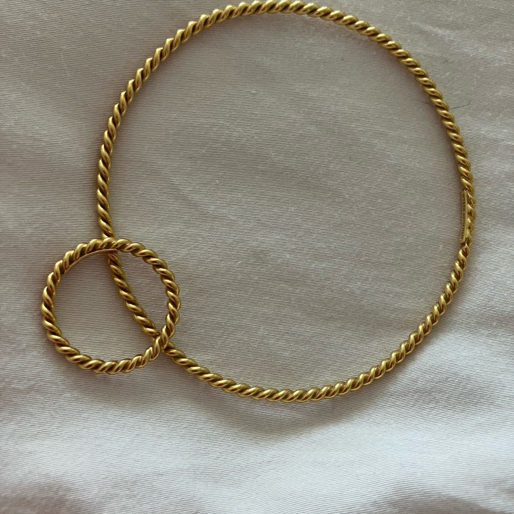 Tiffany & Co authentic 18 karat gold twist bracelet and ring set